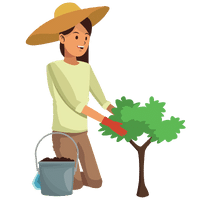 Mujer plantando
